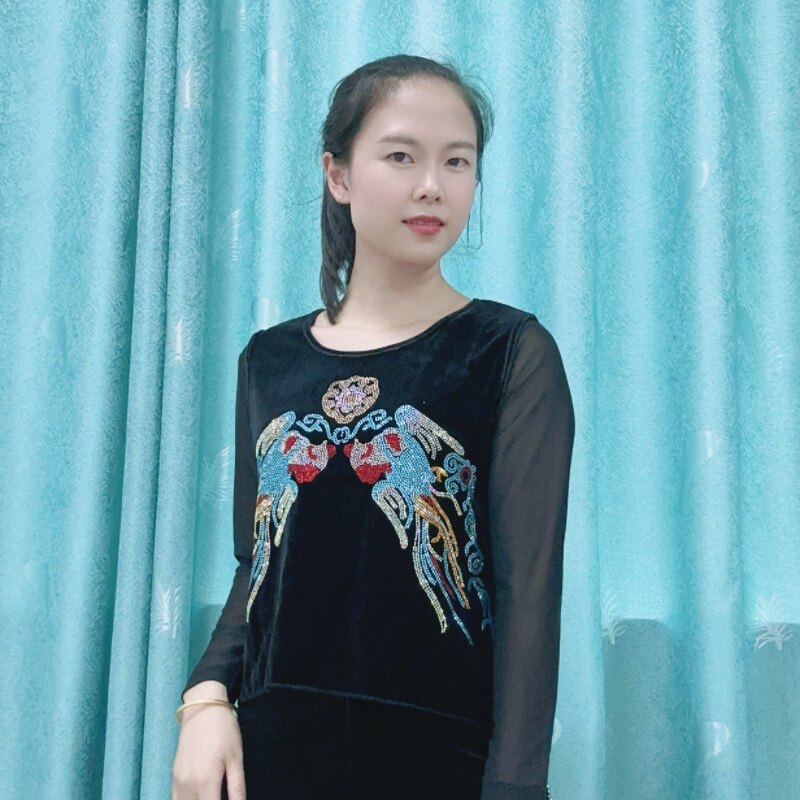 抖音同款金丝绒马甲2023新款广场舞高端宽松舞蹈服凤凰烫钻背心女