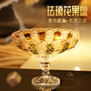 珐琅花水晶玻璃水果盘果斗描金高脚糖缸零食盒轻奢客厅装饰品摆件