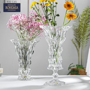 客厅插花创意摆件花器 饰欧式 家居装 捷克进口BOHEMIA水晶玻璃花瓶