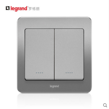 罗格朗tcl开关插座面板逸典醇砂钢二开单控带荧光双极电源86型