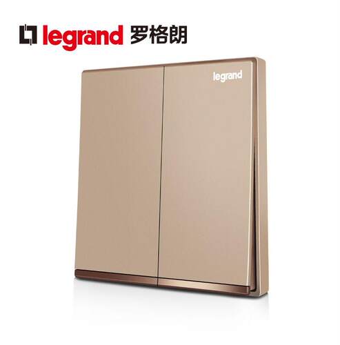 罗格朗开关插座86型玫瑰金二开双控开关 二位双开双控开关面板