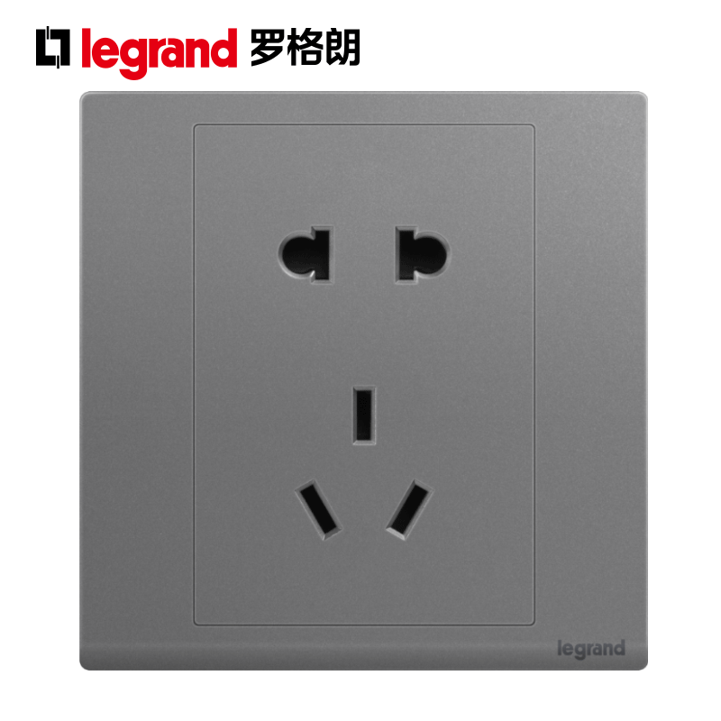 tcl罗格朗朗淳深砂银五孔插座面板灰色家用墙壁电源5孔银灰色银色