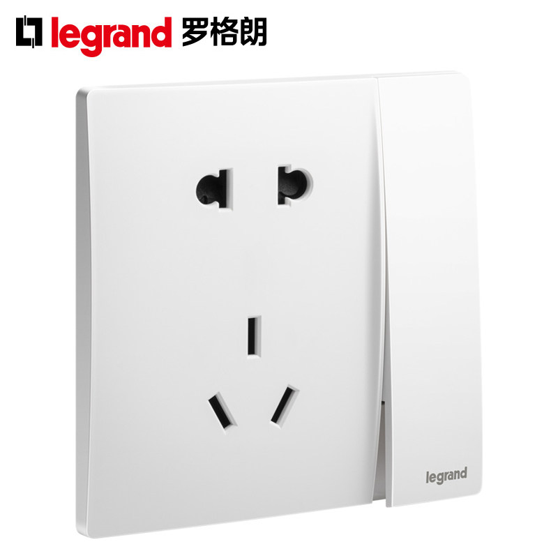 TCL罗格朗墙壁86型二三插一开五孔带开关的插座面板家用多孔插板