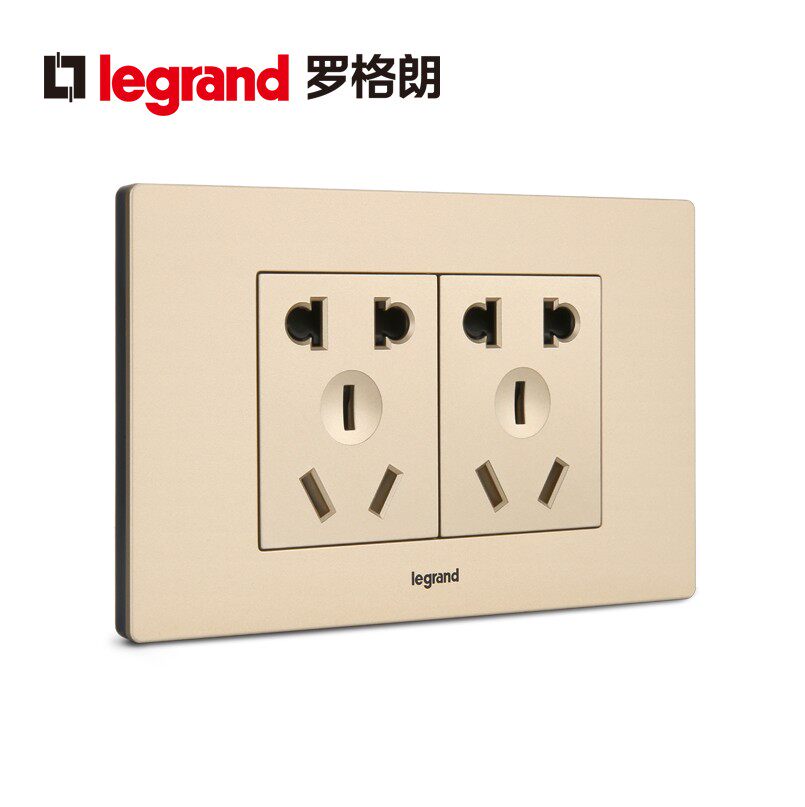 TCL罗格朗118型金色二位5孔五孔插座开关面板家用墙壁电源10孔