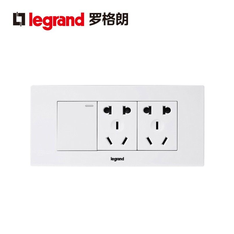 TCL罗格朗开关插座118型中盒三位10孔+单开双控二位五孔+一开双控