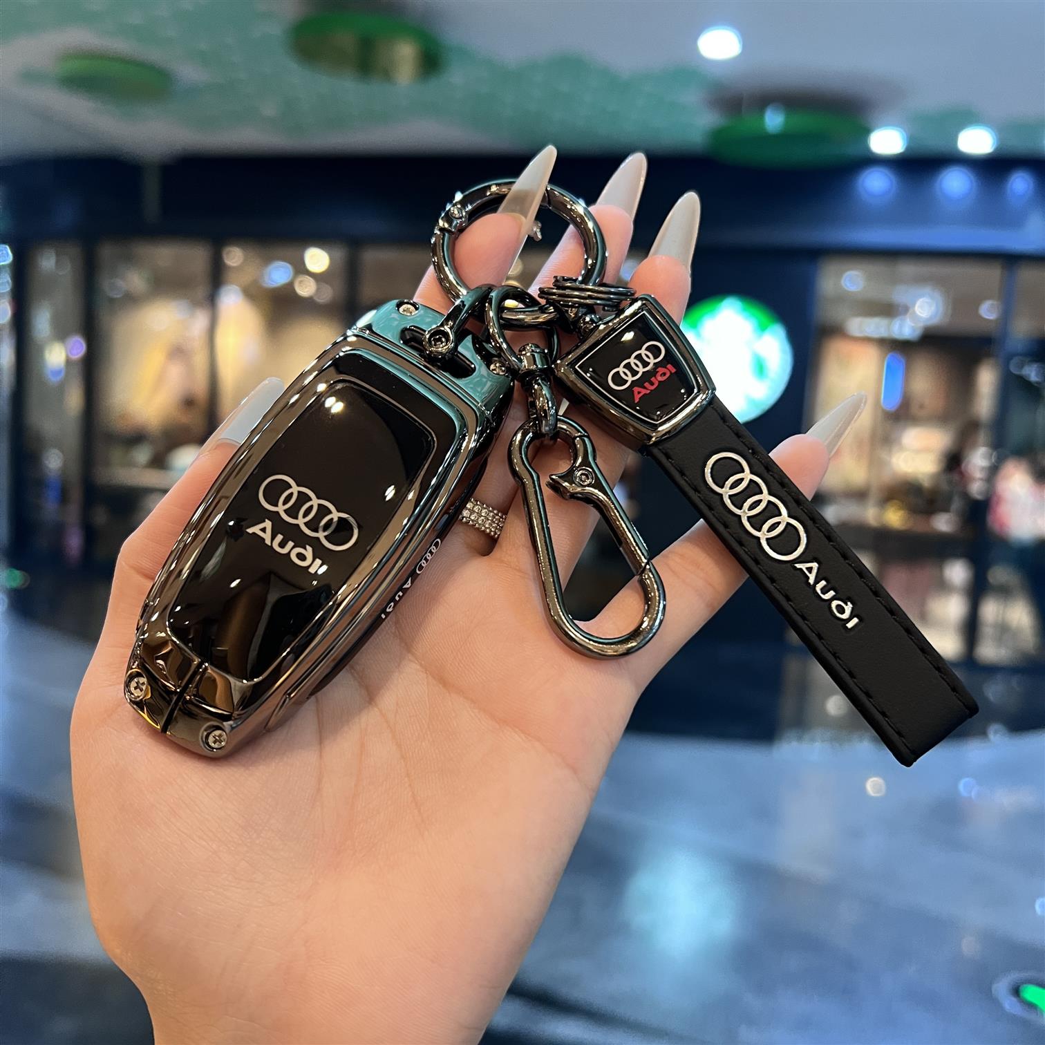 适用奥迪A6L钥匙套 a3L A8L A7 Q7 Q8 Q4etron汽车钥匙包扣壳男女