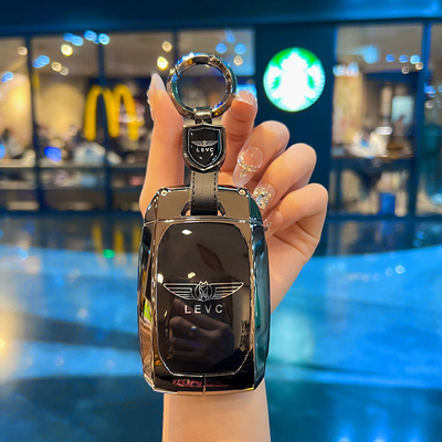 适用LEVC翼真L380钥匙套金属吉利翼真L380实体遥控钥匙潮流包壳扣