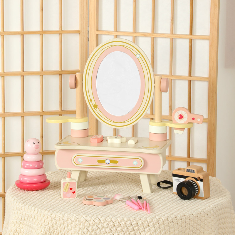 幼乐比儿童过家家玩具女孩木质化妆台套装生日礼物