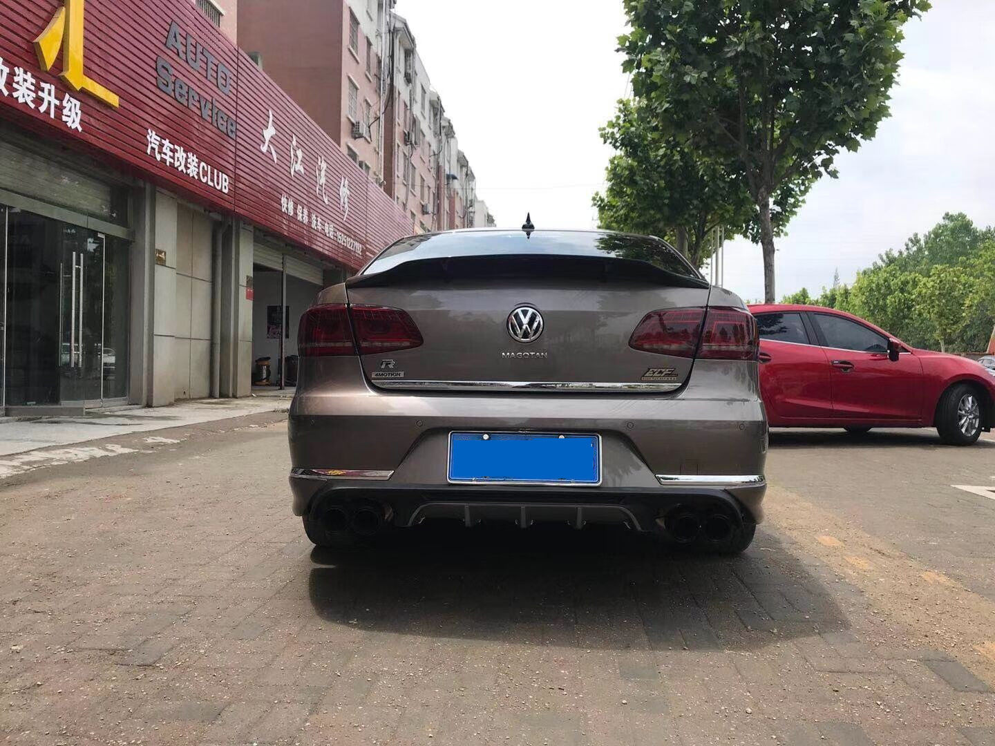 迈腾b7改装R款大压翼  迈腾卧式免打孔尾翼定风翼  B7碳纤纹