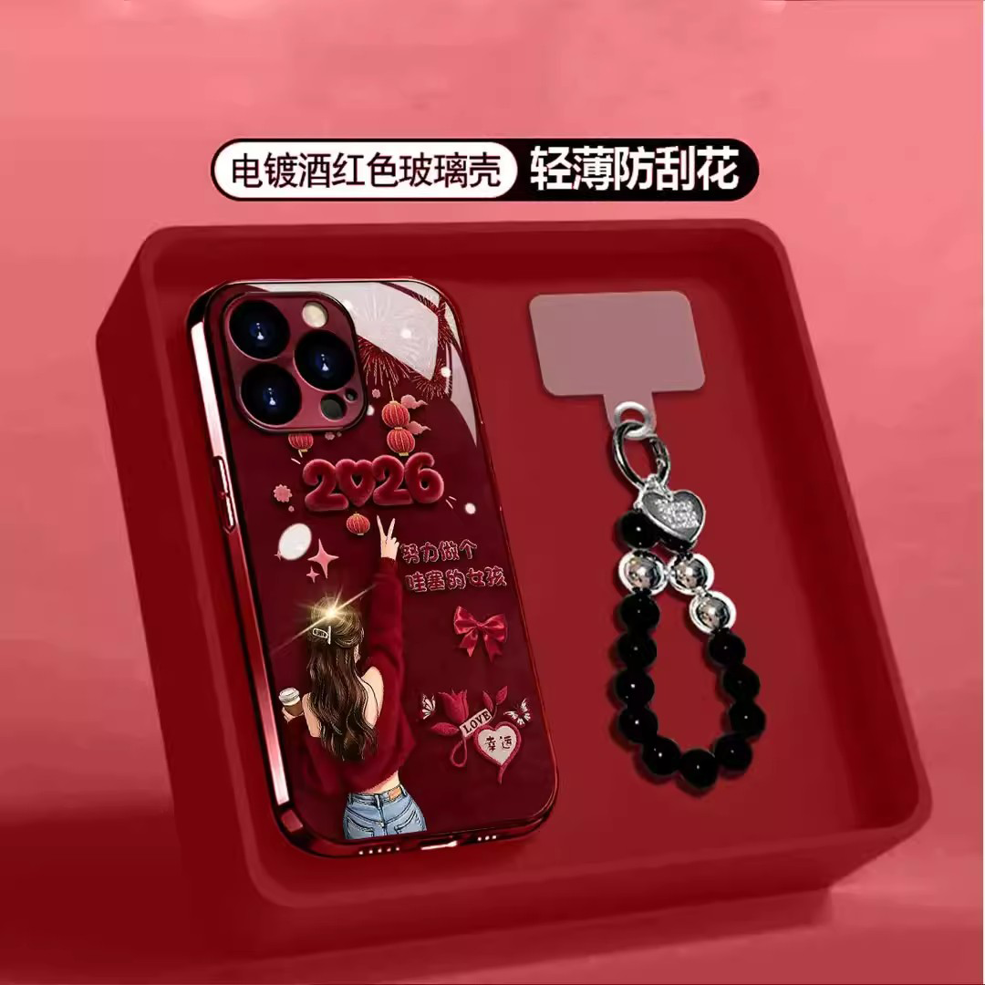 2026哇塞女孩适用苹果17手机壳iphone16pro保护套红色华为mate80/p80/nova14/小米17pro/reno15/x300/荣耀500