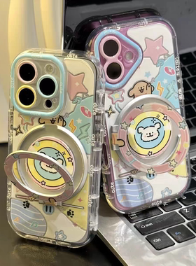 播放器小狗适用华为pura80手机壳荣耀400保护套新款nova14旋转支架mate70羽纱x70/畅享80防摔magic8/畅玩60