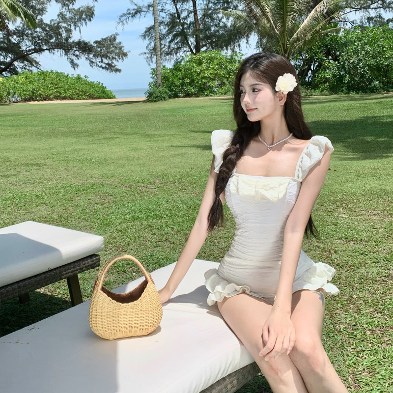 Swimwear荷叶边女三角连体泳衣