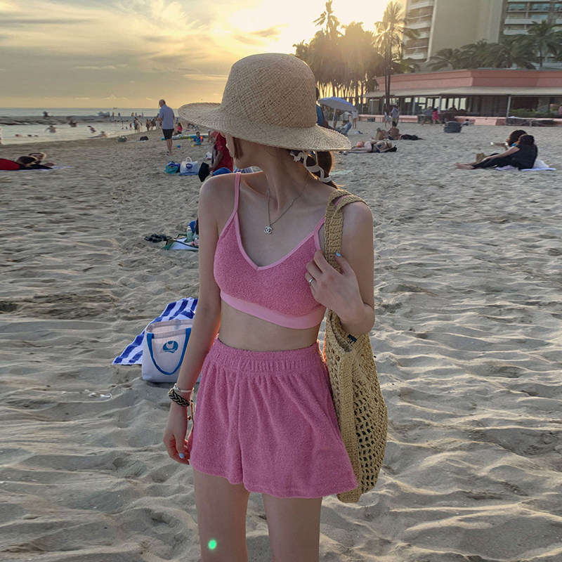 泳衣女夏高腰纯欲风吊带分体比基尼三件套韩国小众海边度假风泳装,运动/瑜伽/健身/球迷用品,分体泳衣,淘宝优惠券,粉丝福利购,淘宝优惠卷