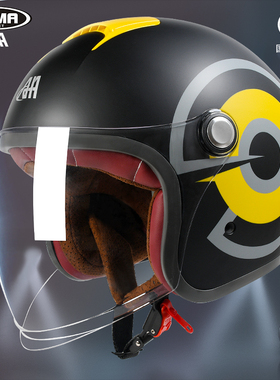 AHA野马3C认证电动摩托车头盔男女士四季通用电瓶车半盔安全盔帽