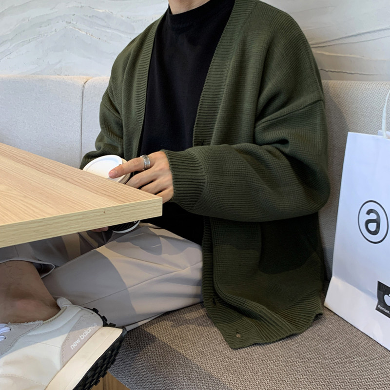地界二青年流行2025年v领毛衫休闲韩版男生开衫英伦学生时尚毛衣