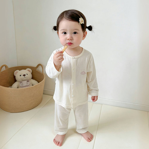 特价婴幼儿夏季薄款长袖空调服夏天套装分体两件套宝宝睡衣家居服