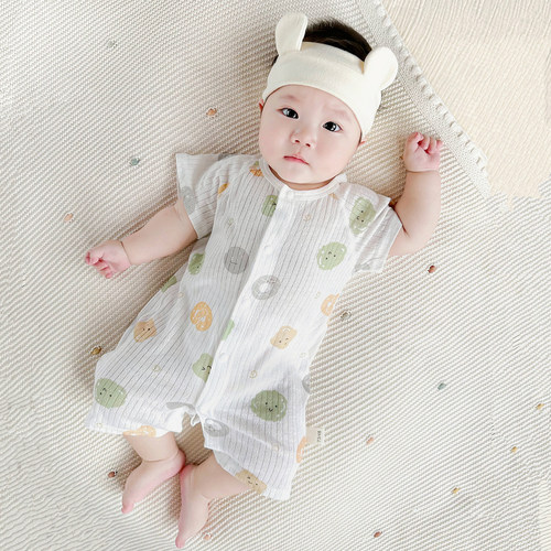 特价婴儿连体衣夏季短袖薄款爬服初生宝宝纯棉哈衣夏天空调服透气