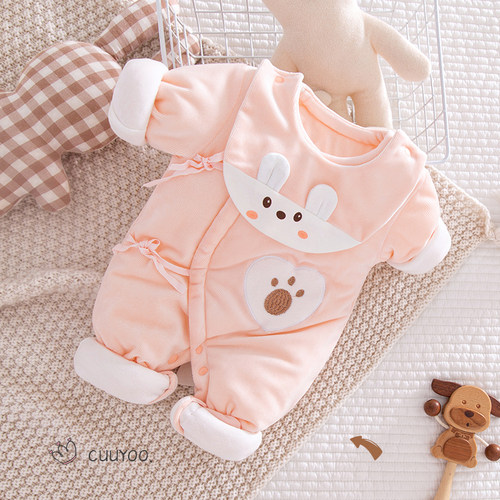 初生婴儿连体衣春秋冬季可爱夹棉