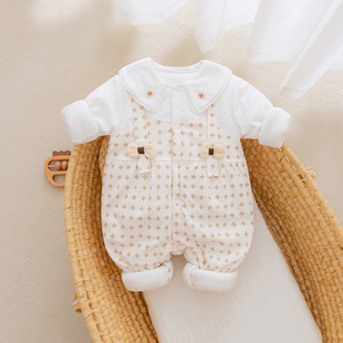 特价女婴儿衣服夹棉连体衣秋冬季女宝宝哈衣爬服薄棉衣外穿纯棉服