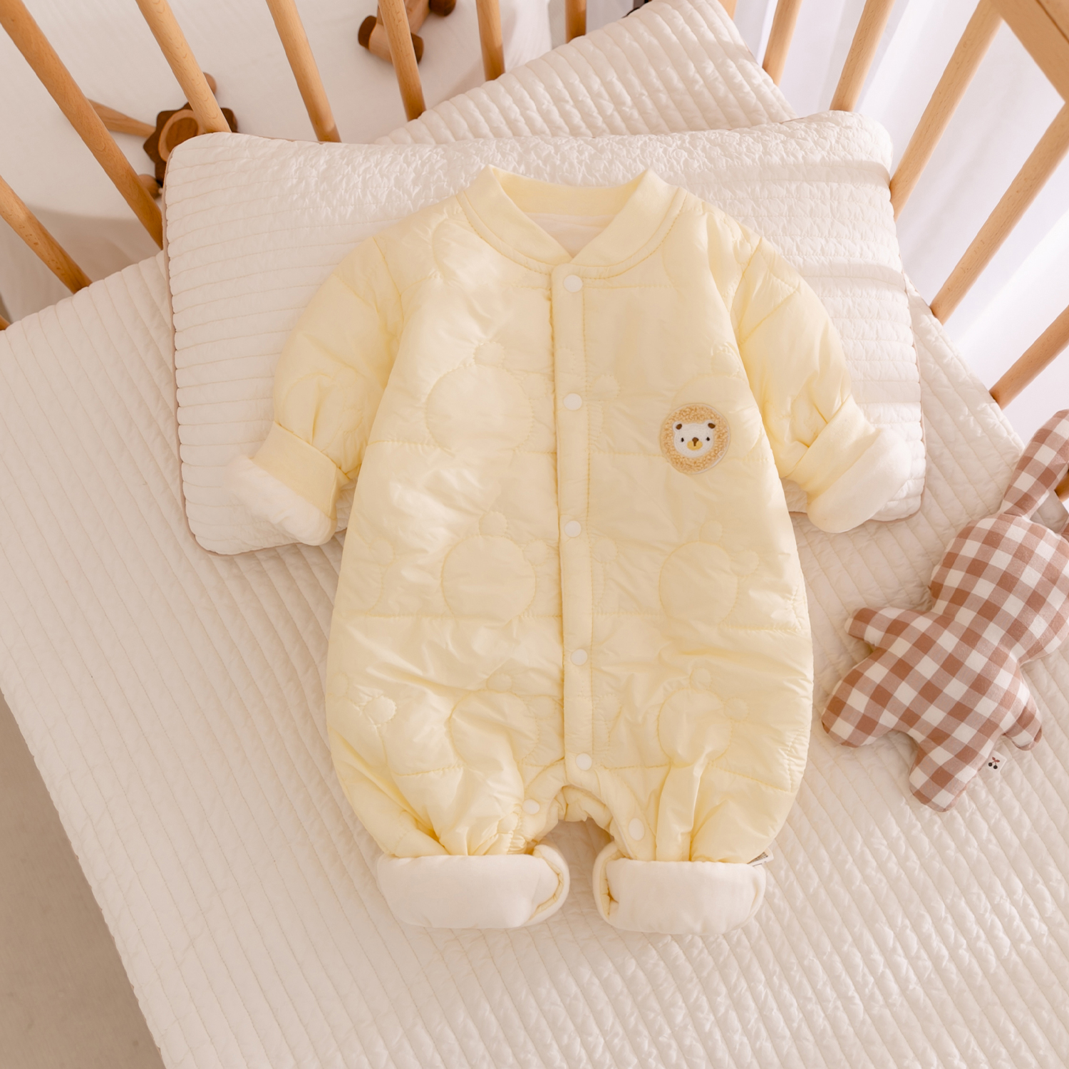 冬季婴儿衣服加绒加厚连体衣男女宝宝夹棉哈衣爬服外出服棉衣棉服