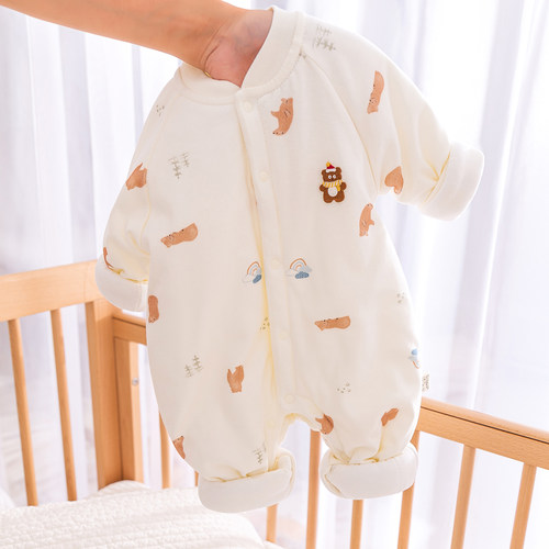 特价婴儿秋冬季连体衣宝宝棉衣服夹棉加厚哈衣爬服纯棉服a类冬装