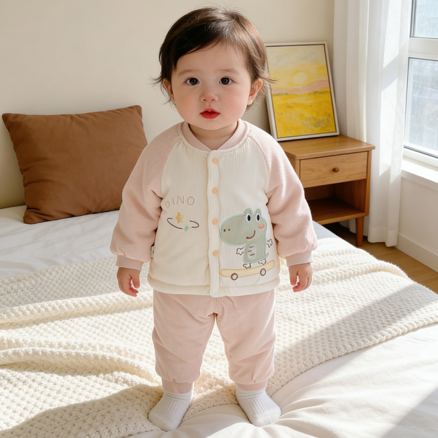 特价婴幼儿冬装分体套装夹棉加厚棉衣棉裤男宝宝秋冬季棉服两件套