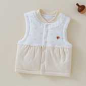 新生婴儿马甲春秋冬季 夹棉加厚女宝宝上衣坎肩小背心纯棉马夹内穿