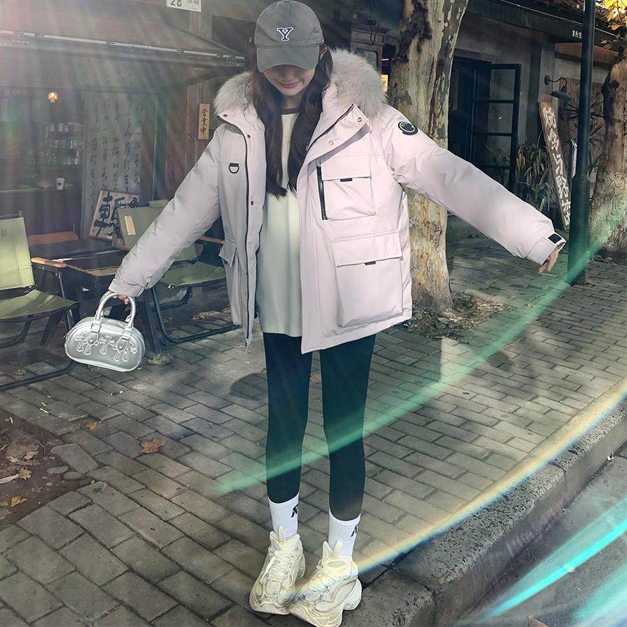 外套工装平湖极寒冲锋衣羽绒服短款派克服女2024新款冬季加绒加厚