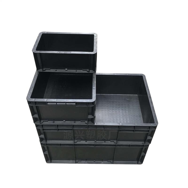 黑色EU箱塑料欧标收纳防静电汽配箱带盖胶框零件周转箱五金箱胶箱