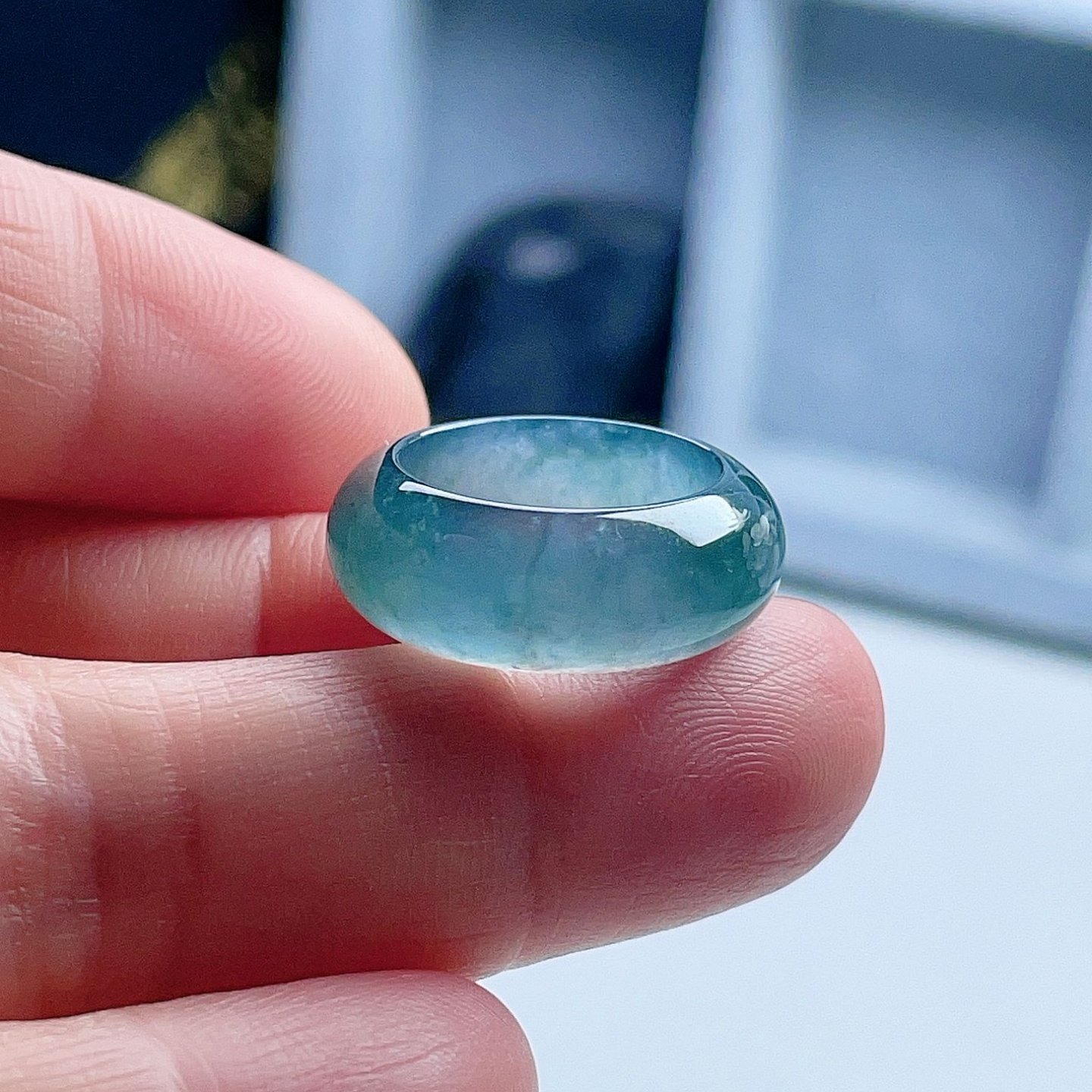 A货翡翠宽边戒指天空海蓝绿深色14.7mm天然老坑玉指环意境儒雅8#,珠宝/钻石/翡翠,戒指/指环,淘宝优惠券,粉丝福利购,淘宝优惠卷