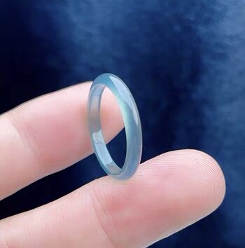 高冰蓝钢起荧光翡翠忠贤蓝戒指