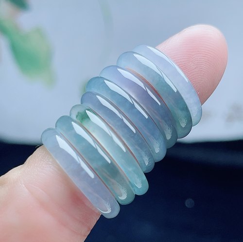 冰晴玉戒指忠贤烟紫飘花翡翠指环