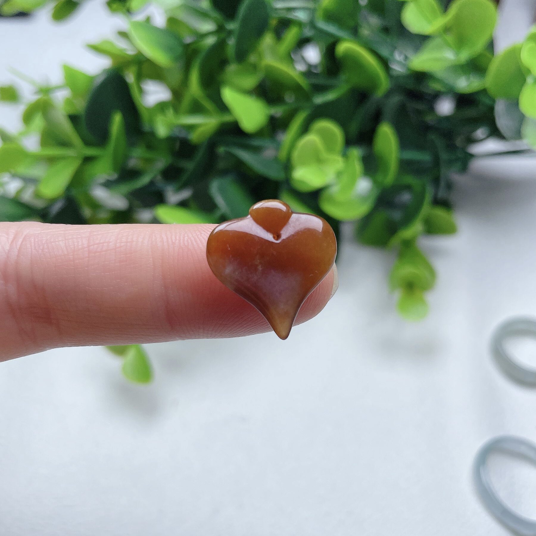 天然A货翡翠迷你心形吊坠红黄翡丹心一片挂件一心一意玉坠手链