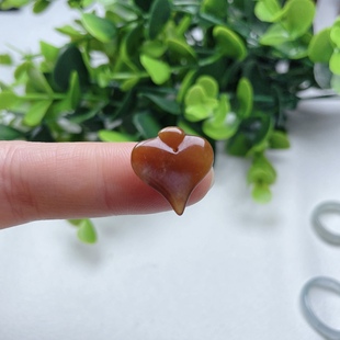 天然A货翡翠迷你心形吊坠红黄翡丹心一片挂件一心一意玉坠手链