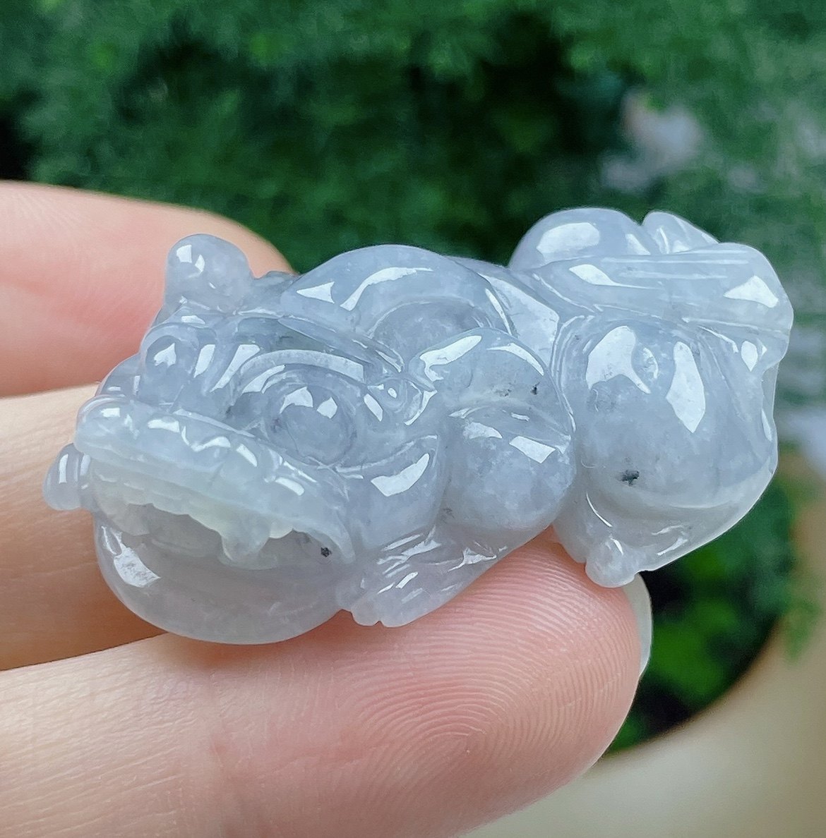 四会缅甸老坑天然A货冰糯种翡翠灰乌鸡貔貅吊坠口大吸财皮丘项坠