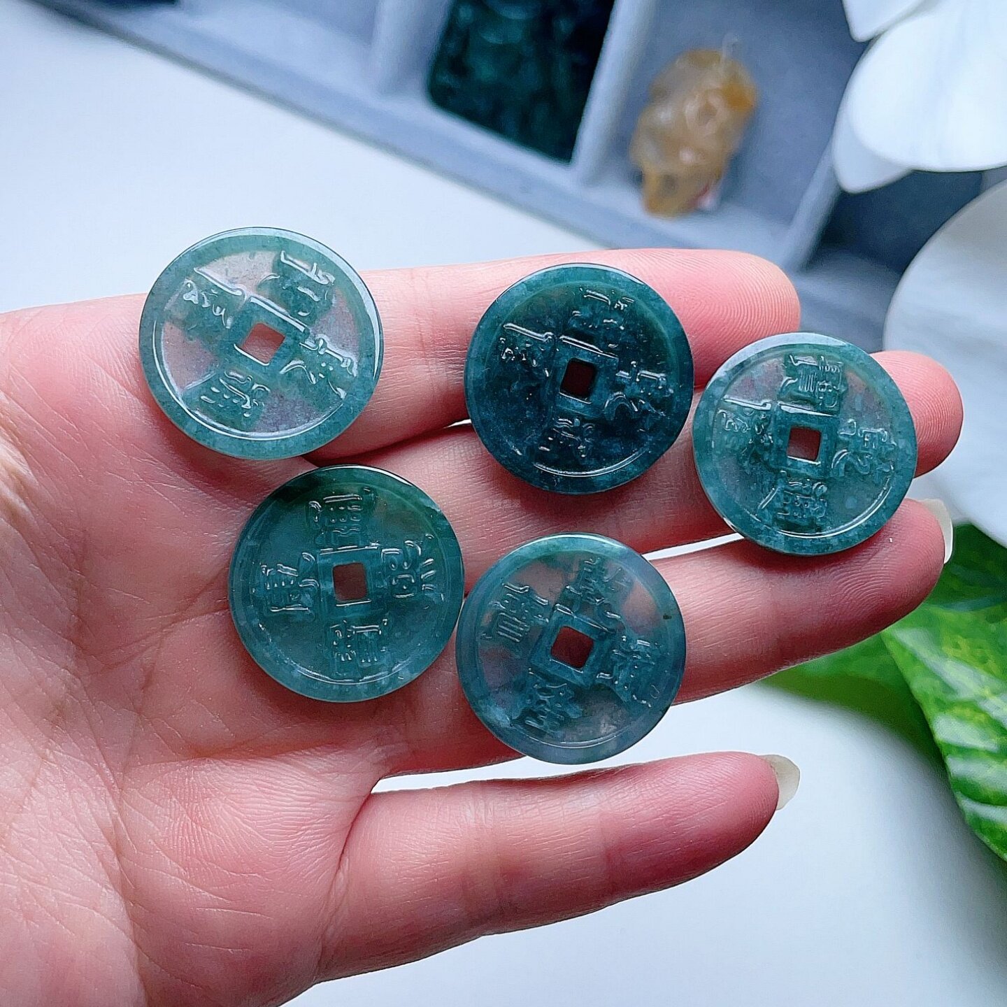 A货翡翠四方孔平安扣清通宝吊坠天然老坑外圆内方玉钱币复古吉祥