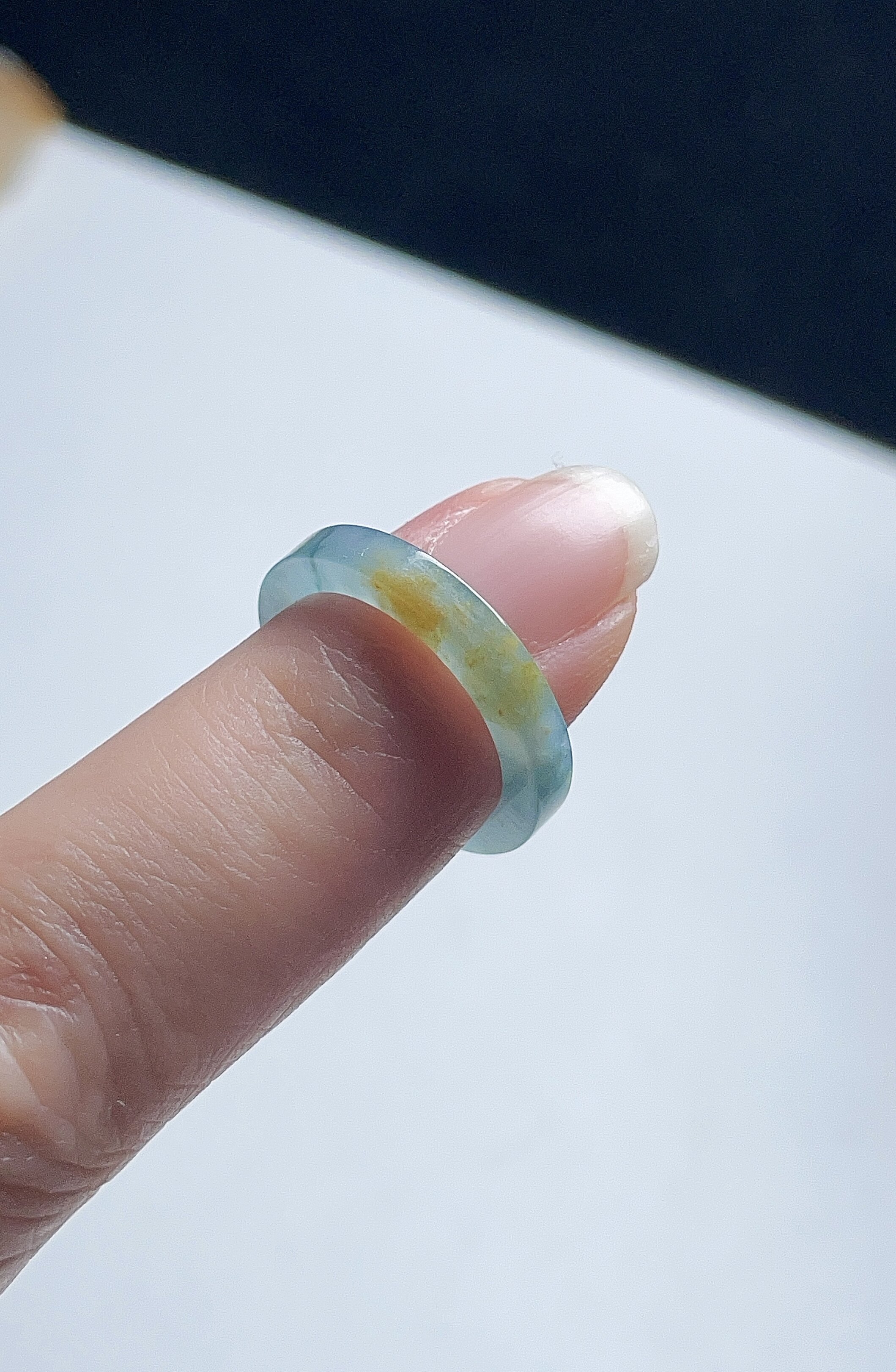 天然A货翡翠黄绿方戒指10号指环