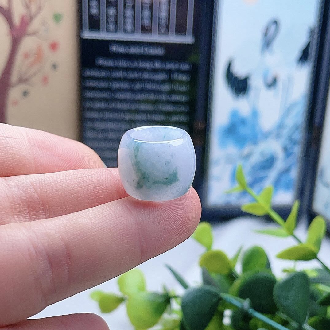 缅甸翡翠a货路路通吊坠宽孔蓝飘花转运珠锁骨链鼓形珠路路通挂件