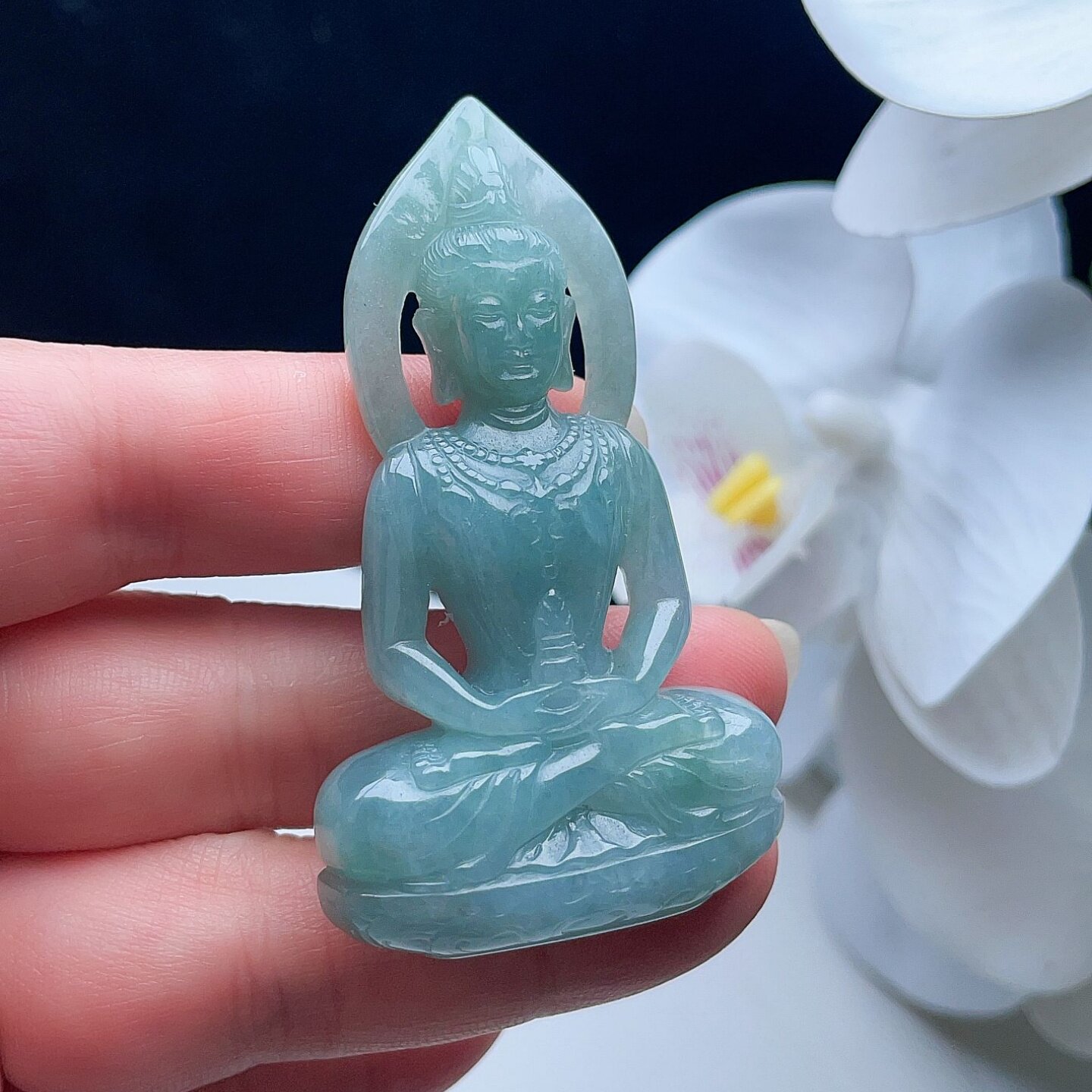 天然A货翡翠佛祖吊坠油青油绿缅甸老坑厚装大件挂坠镂空雕刻版型