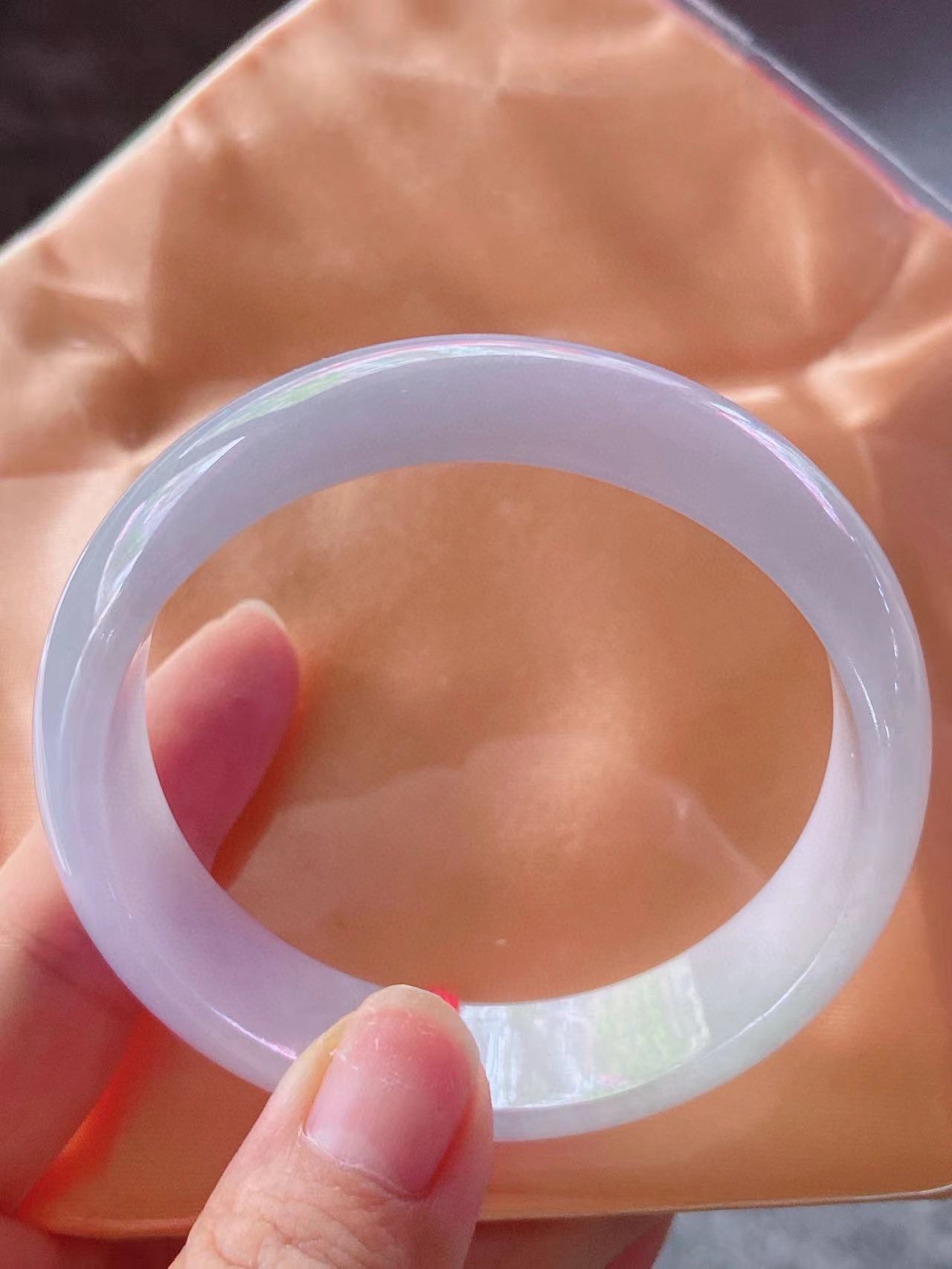 天然A货翡翠手镯56mm朦胧紫缅甸老坑玉镯子清新淡雅紫罗兰正圈