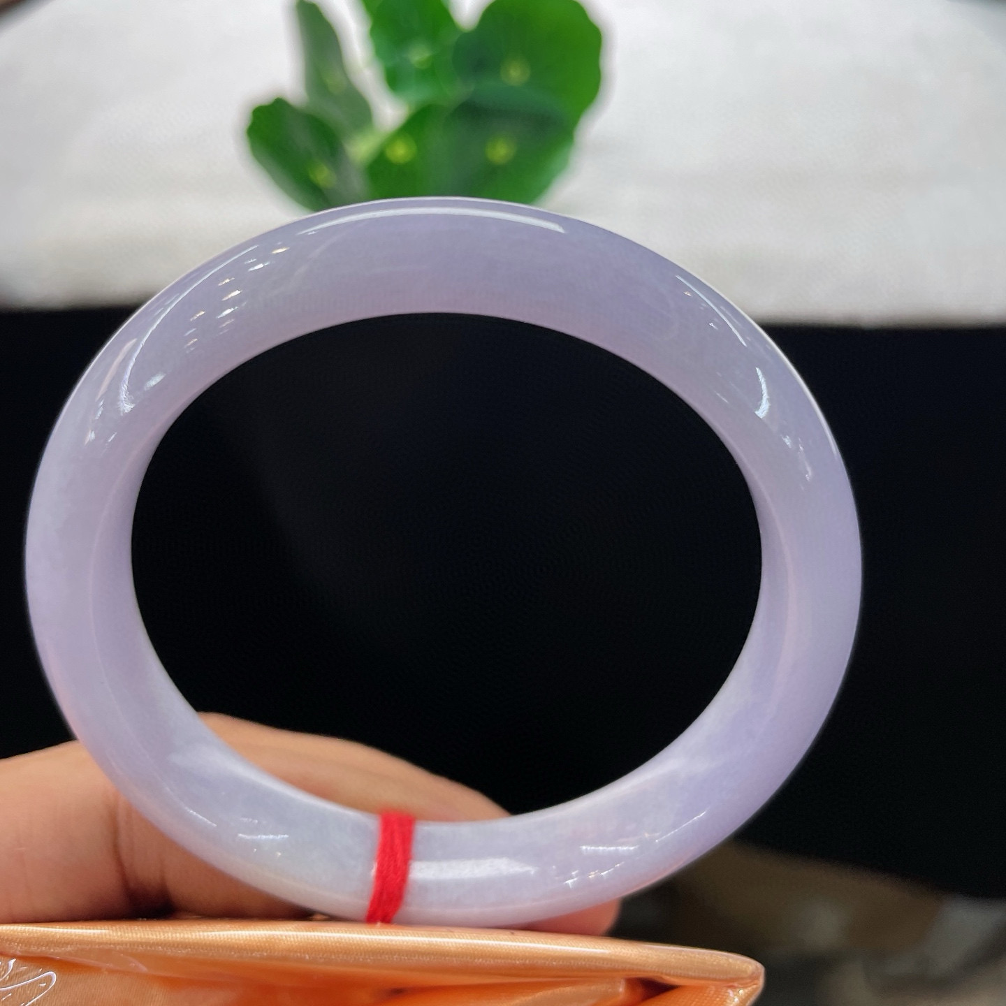 天然A货翡翠手镯乳白淡紫58mm缅甸老坑玉镯紫罗兰镯子