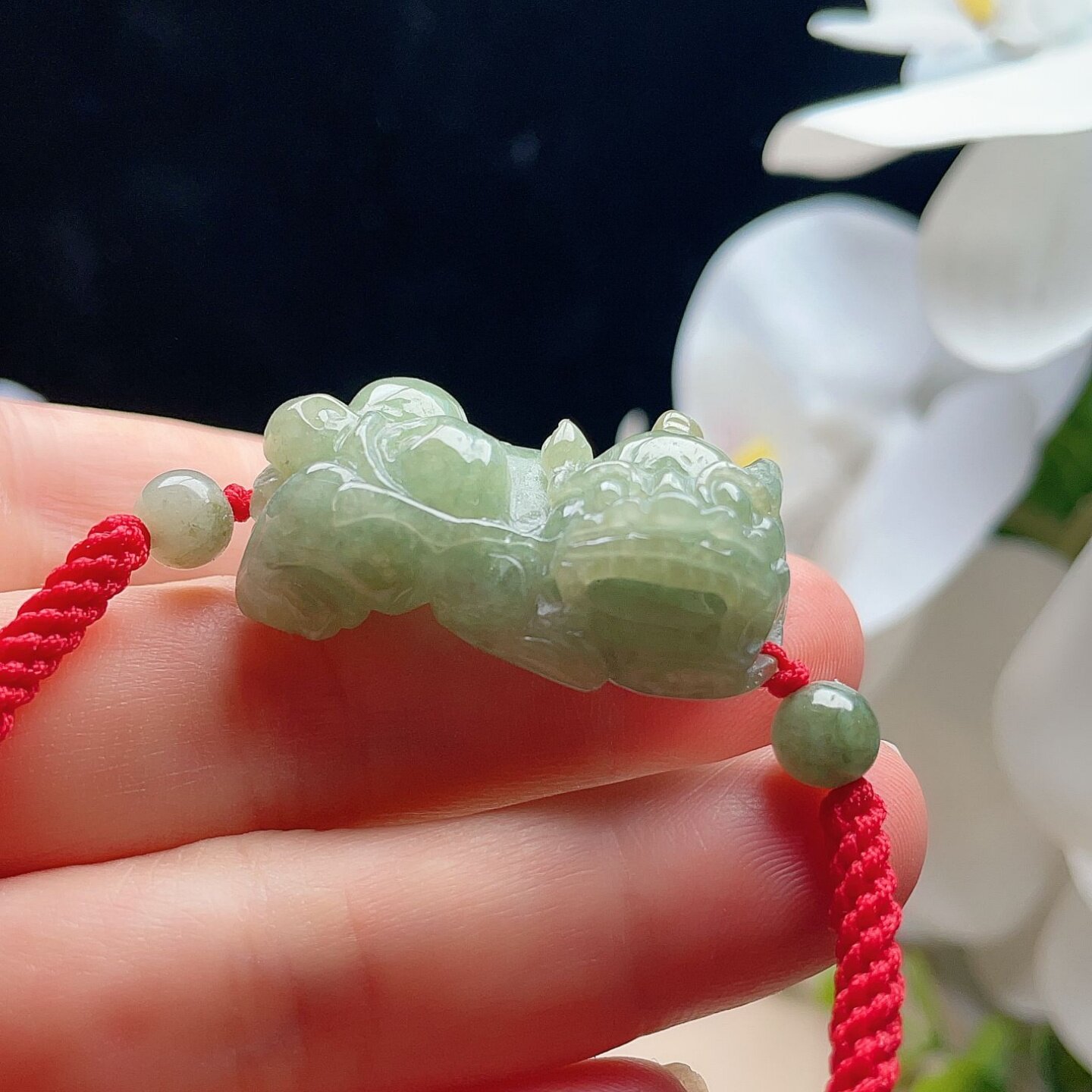 天然翡翠霸王貔貅手链油青黄绿