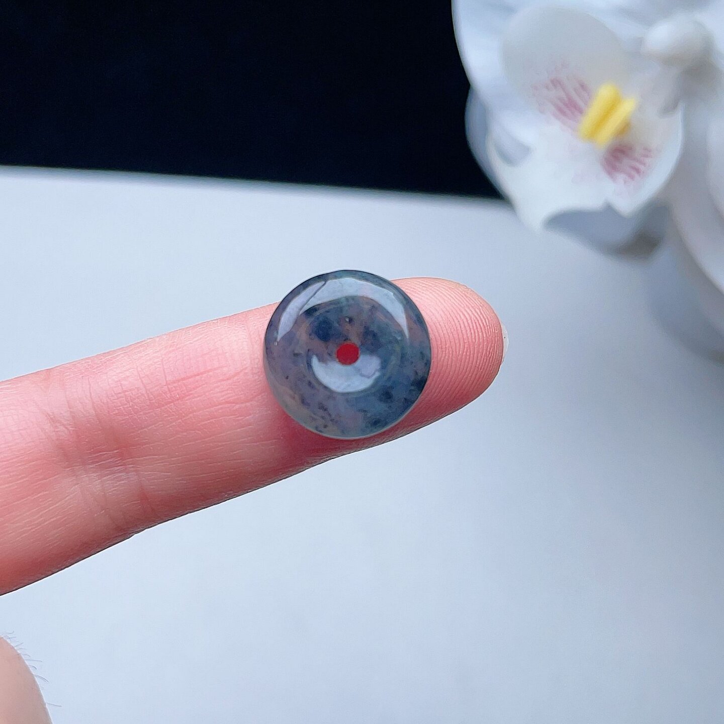 天然翡翠冰种小平安扣乌鸡飘花
