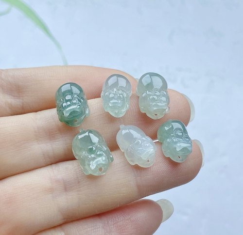 冰种翡翠小貔貅手链皮丘入财迷你