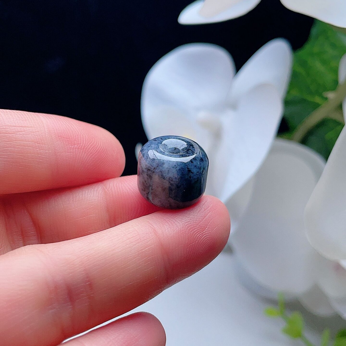 天然翡翠路路通吊坠灰黑乌鸡飘花