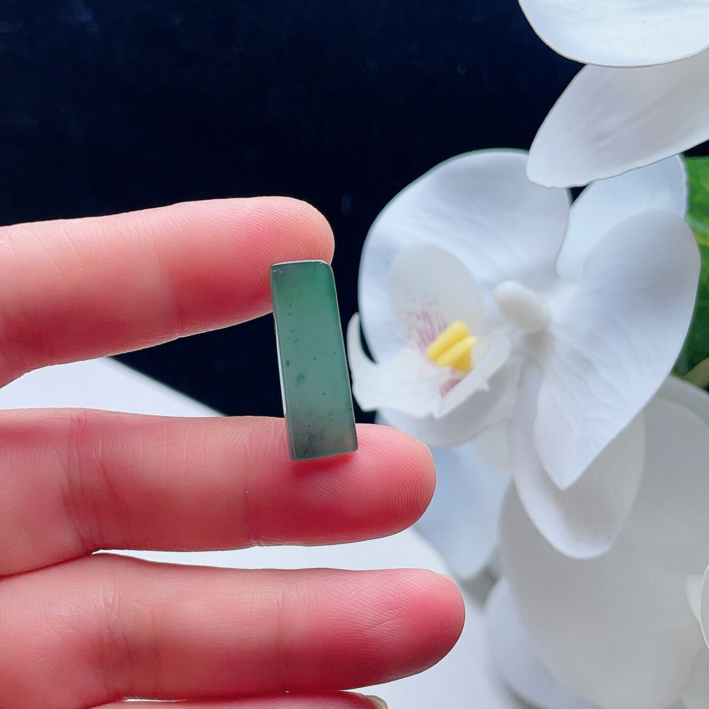 天然翡翠种小无事牌吊坠蓝绿飘花