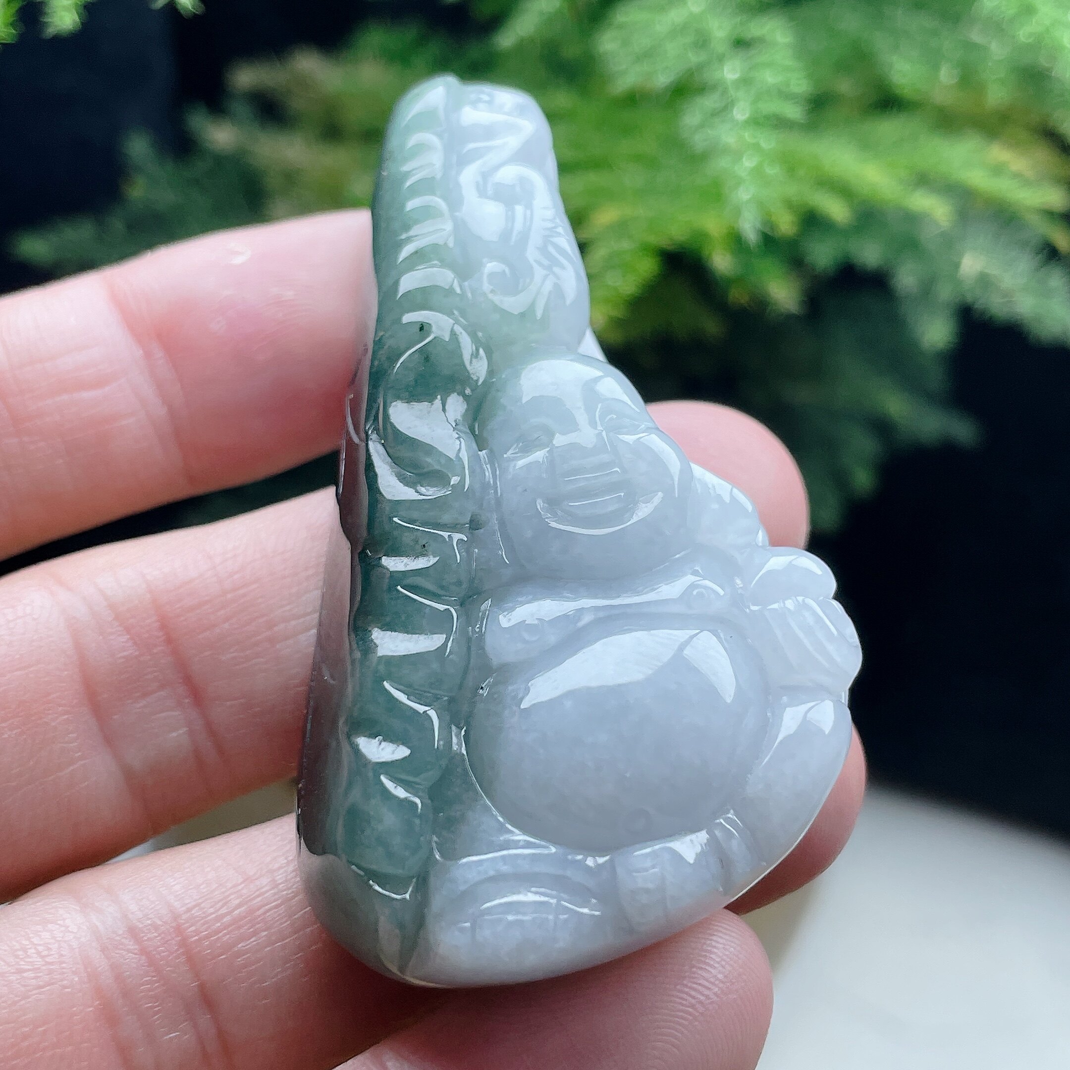 一抹绿如意笑佛弥勒佛吊坠忠贤