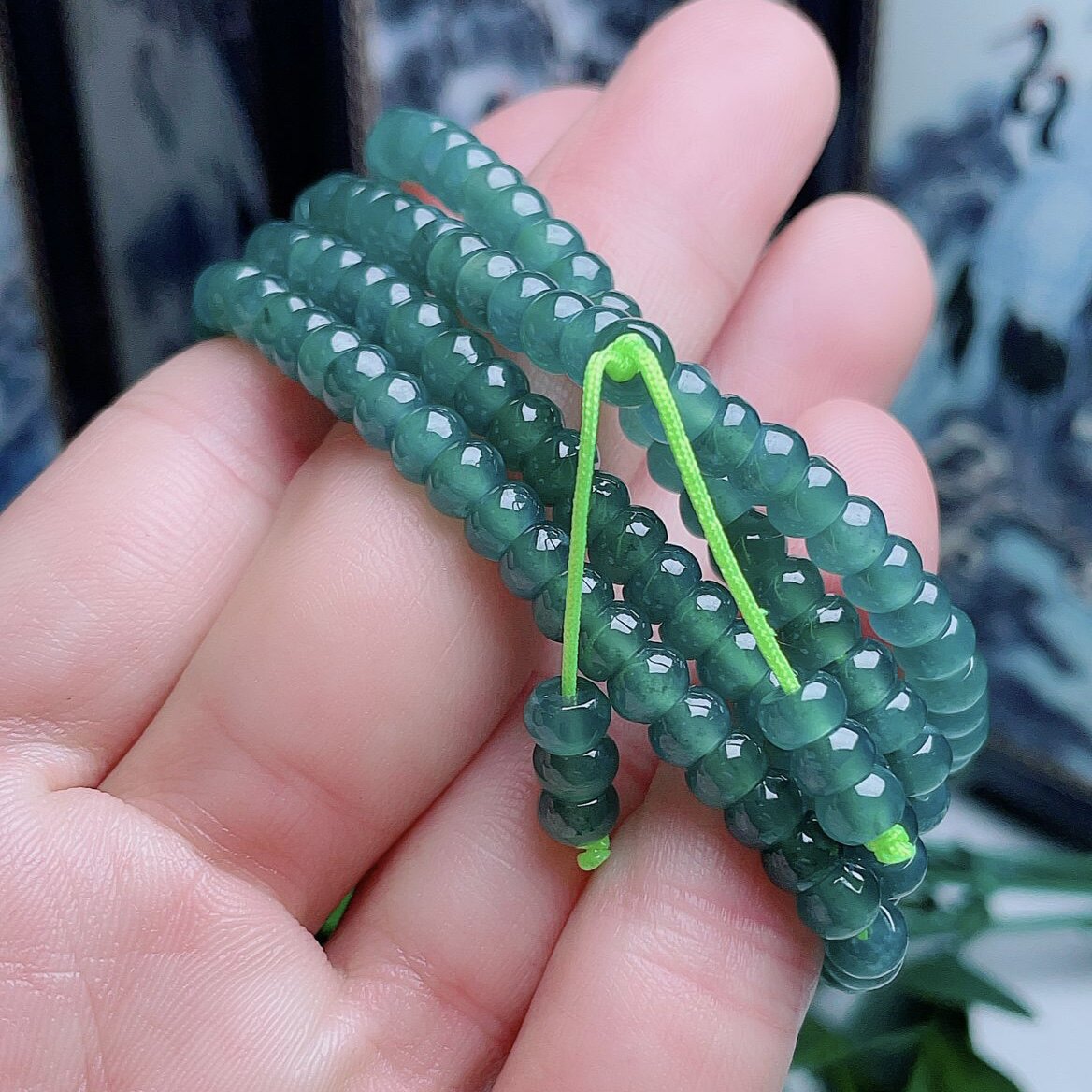冰晴项链冰蓝算盘珠翡翠手链