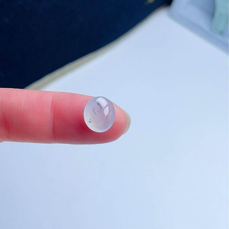 天然A货翡翠冰种乳白飘花椭圆形蛋面镶嵌挂坠缅甸老坑戒指镶嵌玉