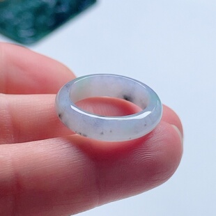 天然A货翡翠戒指乳白乌鸡飘阳绿17.4mm缅甸老坑玉指环意境儒雅14